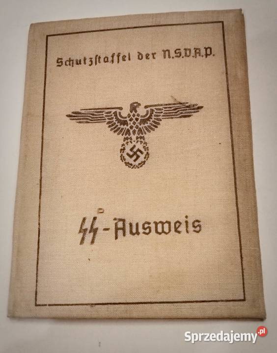 Kolekcjonerska legitymacja SS Ausweis NSDAP 1939 Militaria Kraków