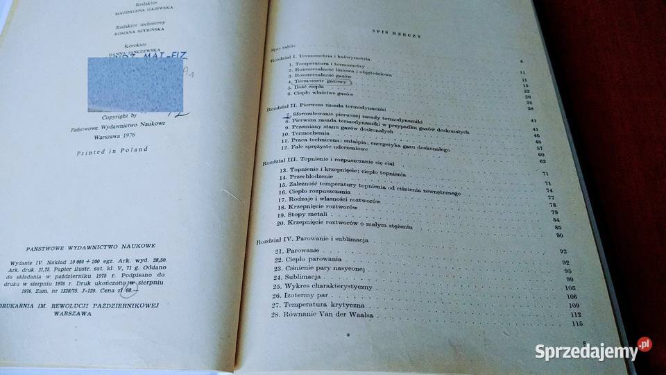Ciepło i fizyka cząsteczkowa Fizyka fizyka, astronomia Gdańsk sprzedam