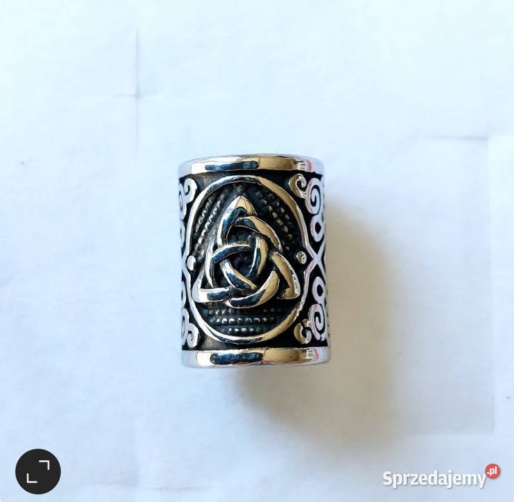 BRANSOLETKA RUNA TRIQUETRA STAL KAMIEŃ LAWA Gdańsk