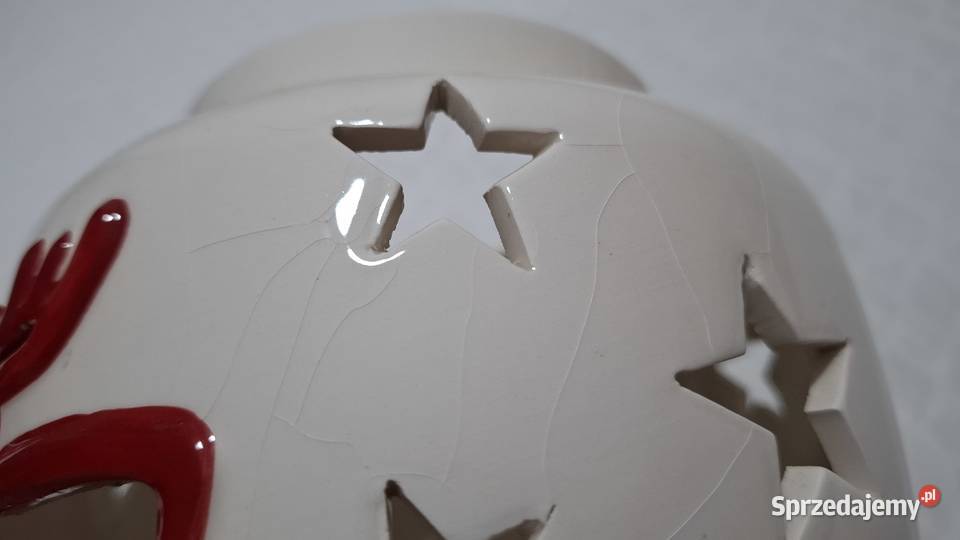 Lampion świecznik świąteczny czerwony renifer