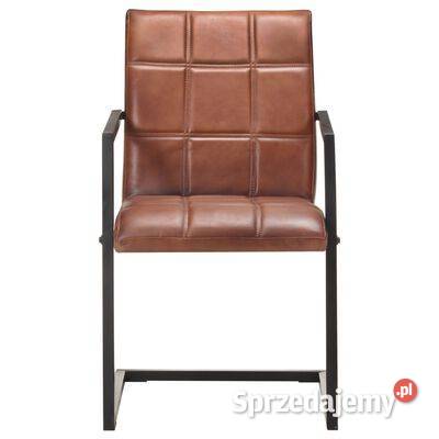 Krzesła stołowe wspornikowe 4 brązowe skóra Dom i Ogród Warszawa
