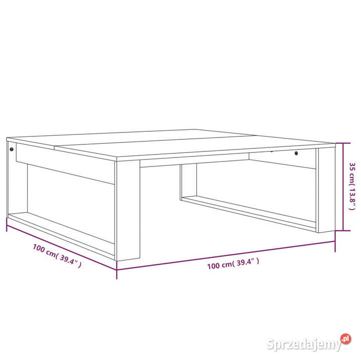 Stolik kawowy brązowy dąb 100x100x35 WM816001 Warszawa