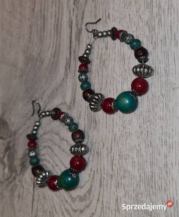 Kolczyki damskie koła koraliki Łódź sprzedam