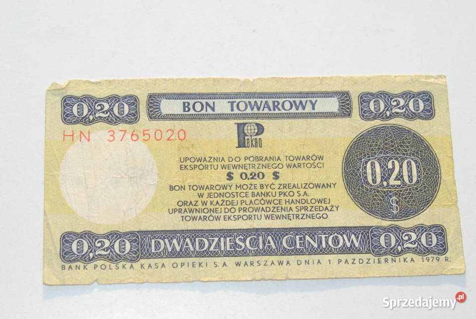 Stary Bon Towarowy Pko 020 Dolar Pewex 1979 śląskie sprzedam