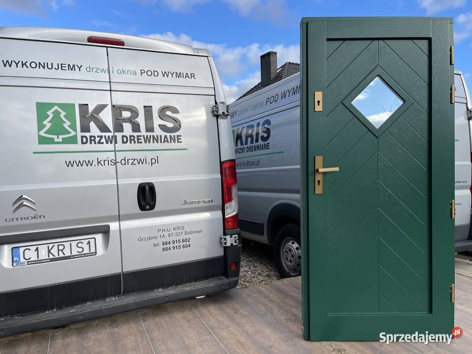 Drzwi zewnętrzne drewniane CZYSTE POWIETRZE CAŁA Grzybno
