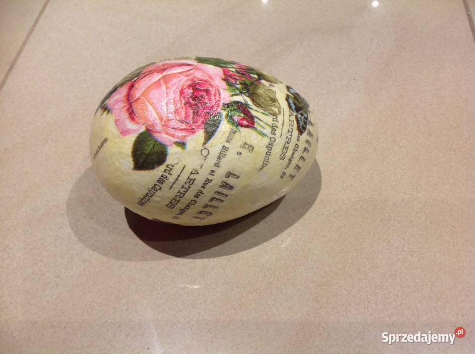 Duże Jajko Decoupage 12 4 Wyposażenie wnętrz Nowa Sól sprzedam