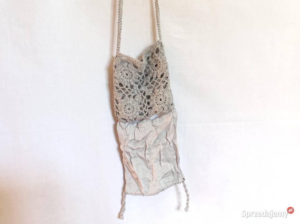 Torebka szara Szydełkowa wyjściowa Dzianinowa Dla kobiet Białystok