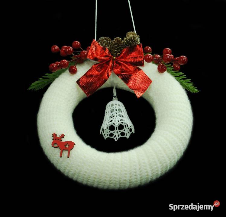 Zawieszka wianek ozdoba na okno szydełkowa 22 biały Kluczbork