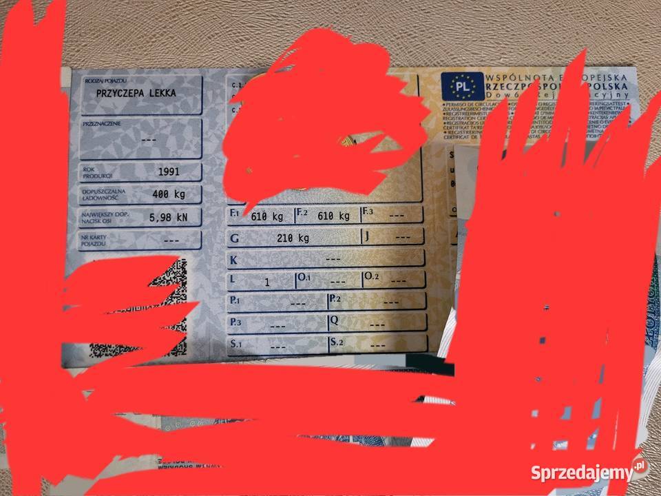 Przyczepa przyczepka lekka zarejestrowana sam do Pułtusk