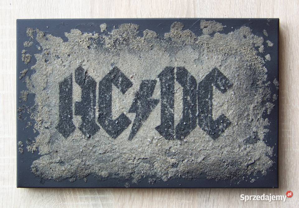 ACDC Malowany ręcznie obraz na piaskowym tle sprzedam