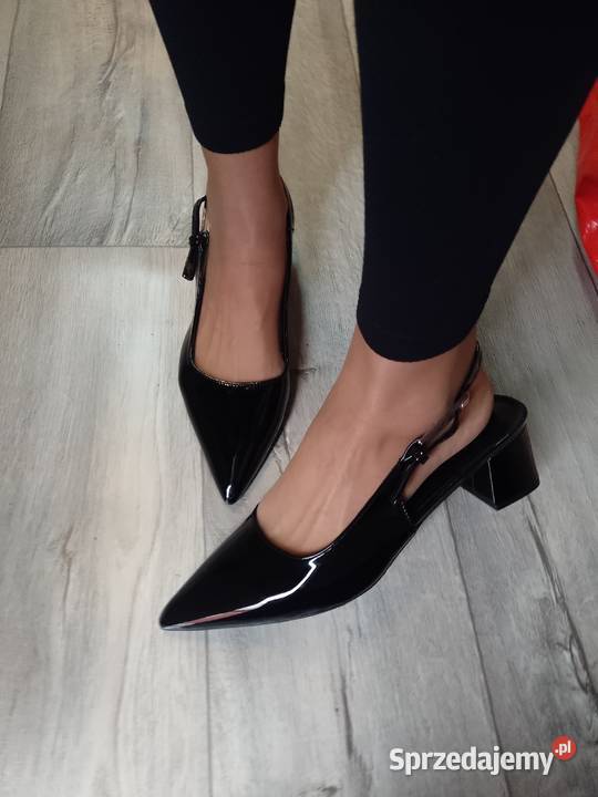 43 CZARNE czółenka wieczorowe z odkrytą piętą Kraków