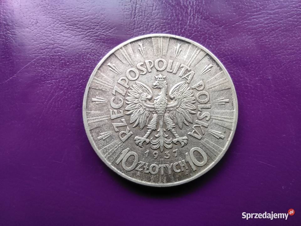 Moneta II RP 10 1937 PIŁSUDSKI Srebro Oryginał Pruszków