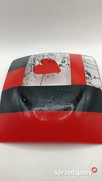 Talerz szklany do serwowania szkło artystyczne Zamość