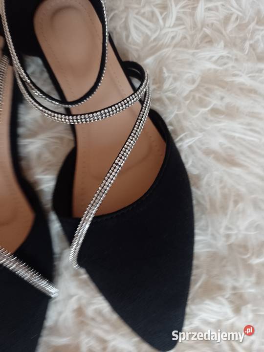 43 Czarne bogato zdobione Baleriny wieczorowe z czarny Moda i Styl Kraków