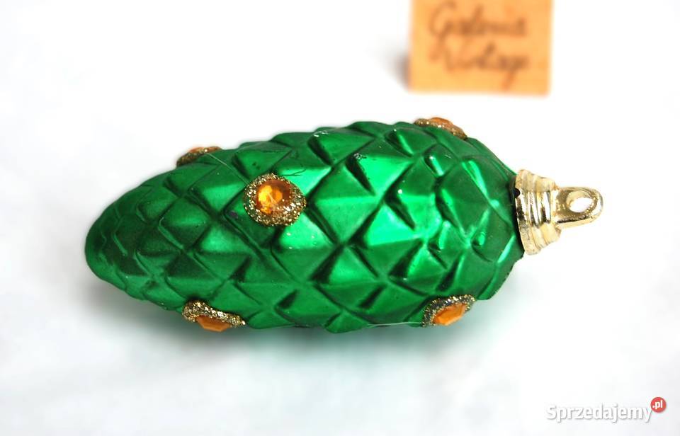 Bombka szyszka zielona plastikowa ze złotymi sprzedam