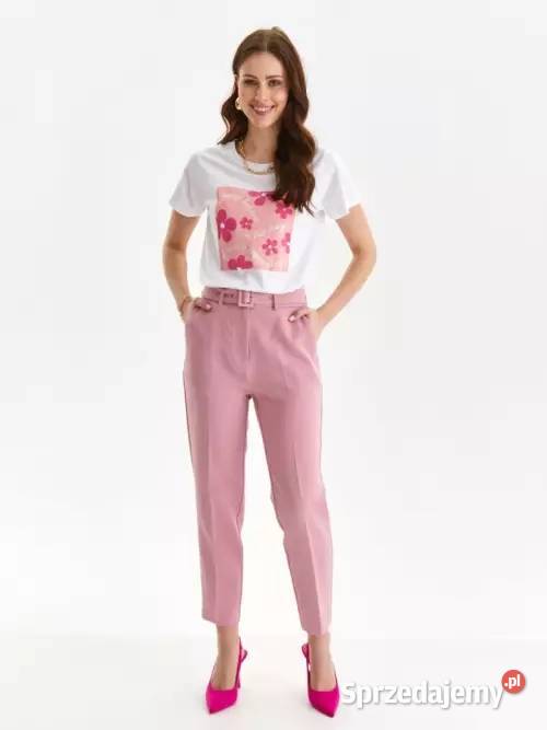 biały tshirt z nadrukiem Top Secret krótki