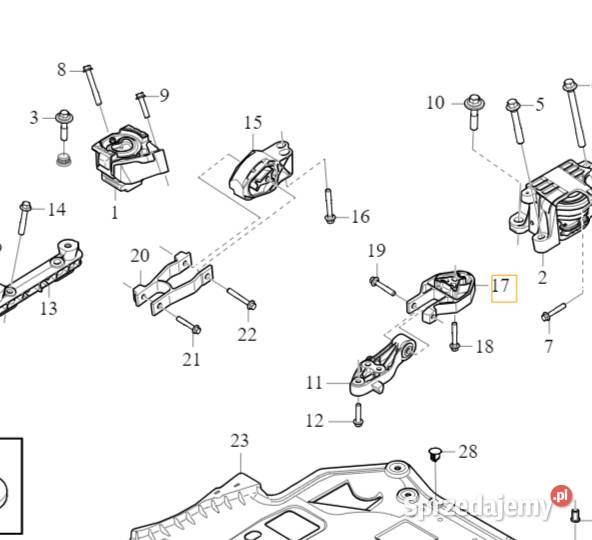 VOLVO XC40 lewa dolna poduszka silnika drazek OE Bielany Wrocławskie