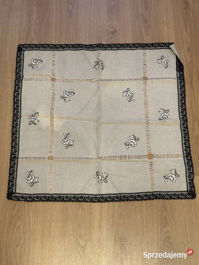 Obrus lniany i z lat PRLu 85x85 Łódź