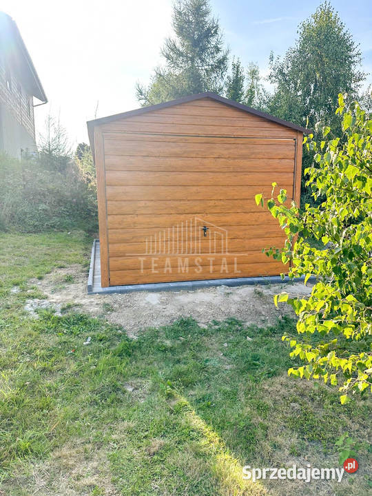 Garaż Blaszany 3x5m Brama Uchylna Jasny orzech pomorskie Miastko