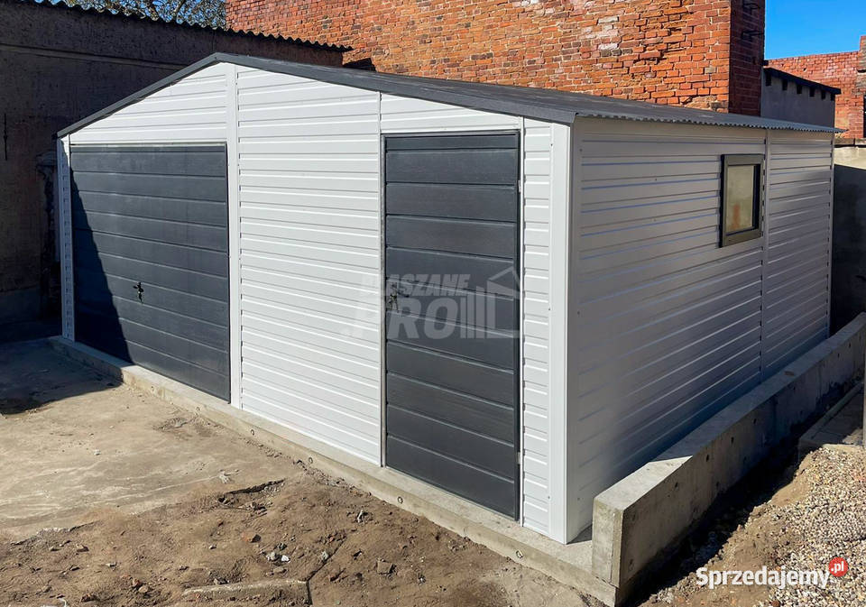 Garaż Blaszany 6x5m Brama Uchylna Drzwi Okno Leszno