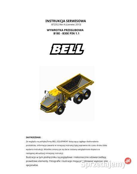 Bell B18E B30E instrukcja naprawy świętokrzyskie Kielce