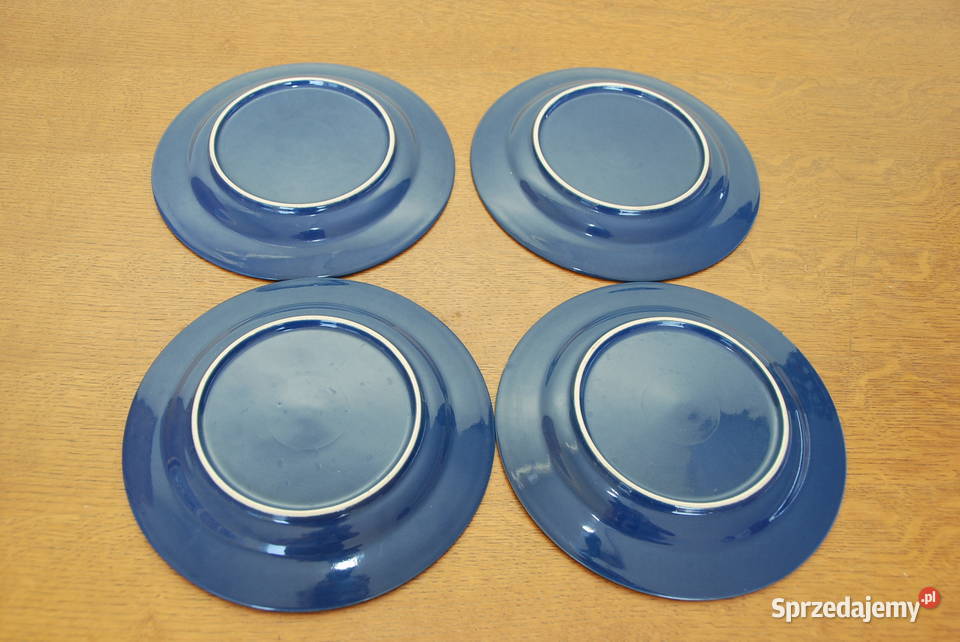 Niebieskie talerze obiadowe 4 sztuki ceramiczne Warszawa sprzedam