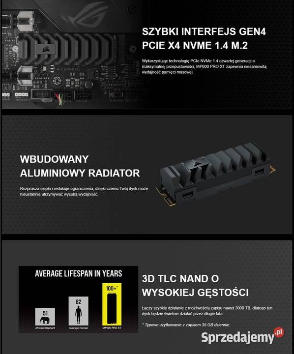 Dysk Corsair MP600 Pro XT 8TB M2 SSD Tarnów