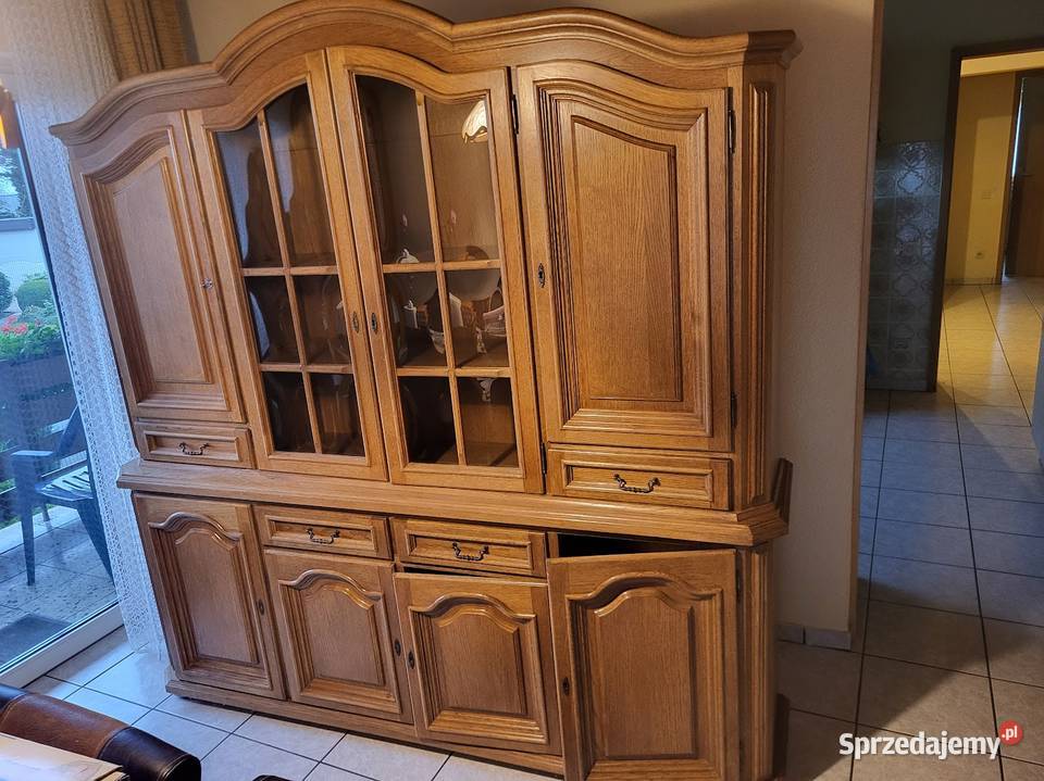 Biblioteka gabinetowa kredens witryna dębowa dąb 195cm Sypniewo