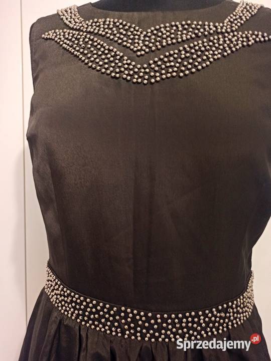 szara sukienka z metalicznymi koralikami Częstochowa sprzedam