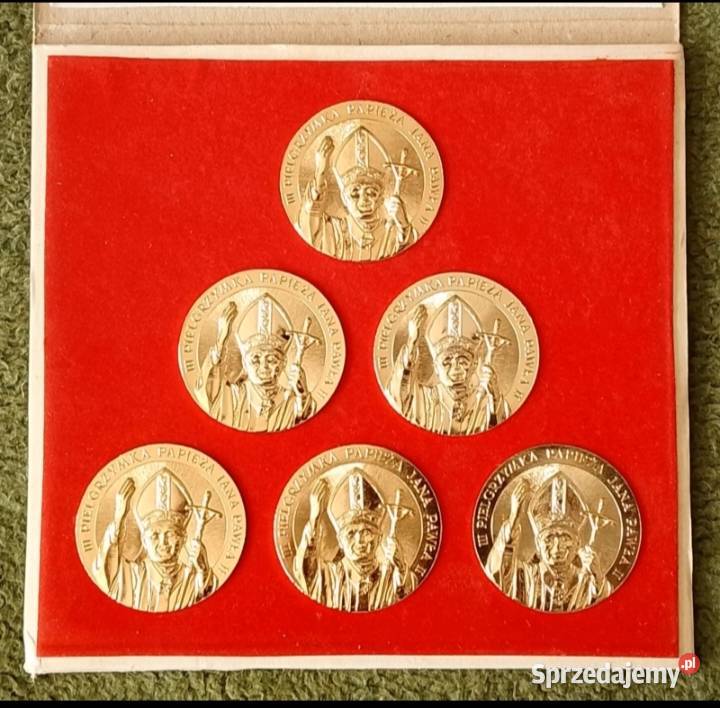 Pozłacany komplet 6 medali II Krajowy Kongres Katowice sprzedam