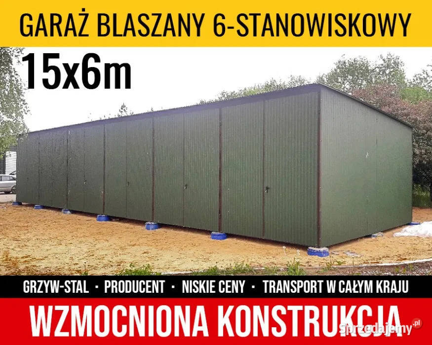 Garaż Blaszany 15x6 jednospadowy Zielony Dąbrowa Białostocka