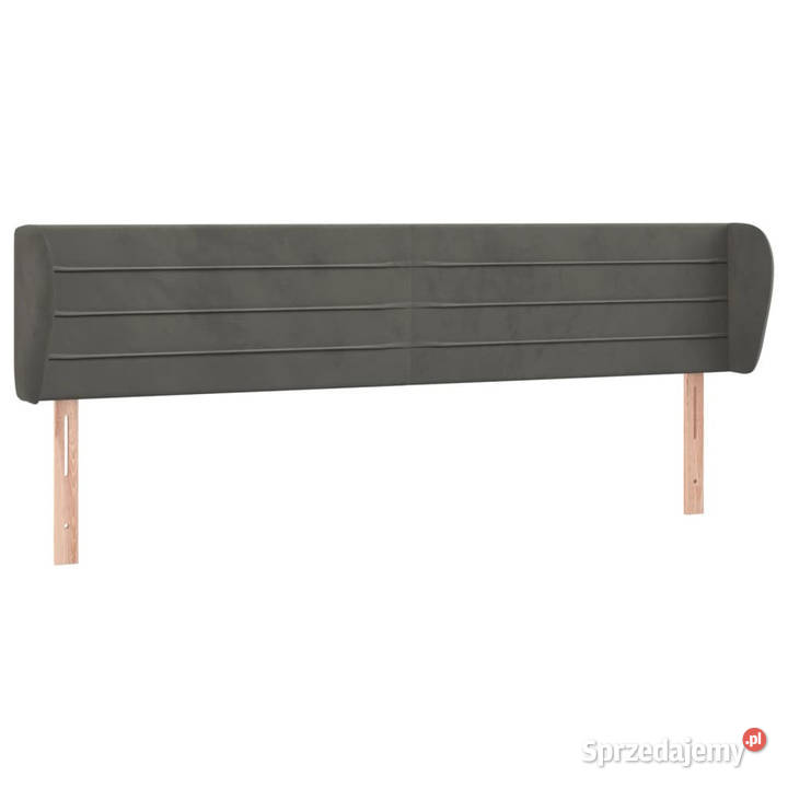 Zagłówek uszak ciemnoszary 183x23x7888 aksamitny