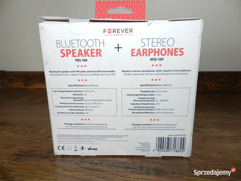 Zestaw głośnik bluetoooth słuchawki Słuchawki i głośniki pomorskie Wejherowo sprzedam