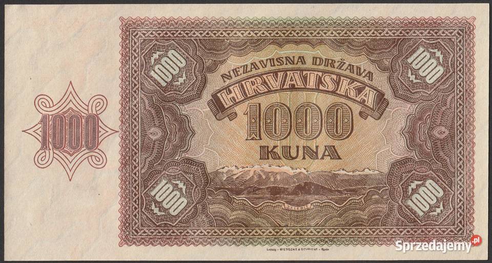 CHORWACJA 1000 KUNA 1941 STAN BANKOWY UNC Łódź