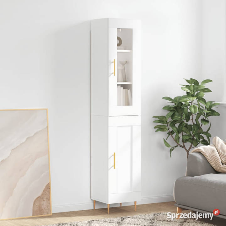 Wysoka szafka biała 345x34x180 materiał Warszawa