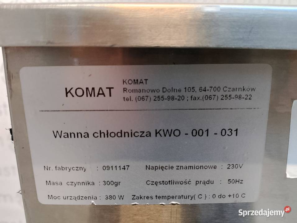 Wanna chłodnicza 3x11  Komat KWO001 031 dolnośląskie Wrocław