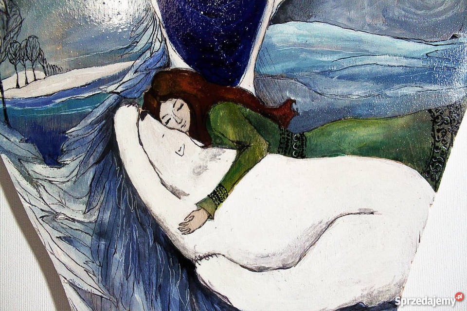 Obraz namalowany na drewnie Anioł syberyjski Malarstwo Katowice