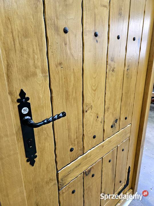Drzwi DŁUGOSZ drewniane zewnętrzne jodełka Katowice
