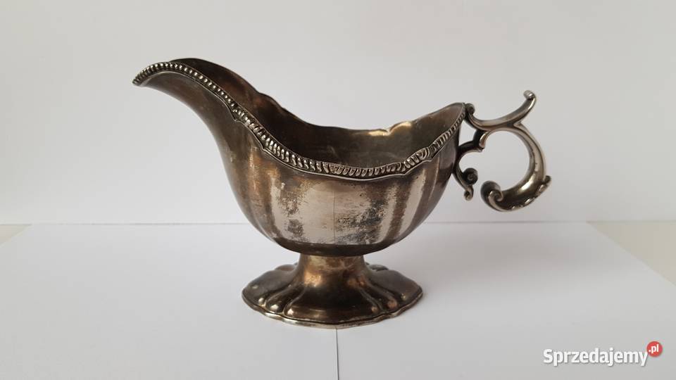 Stara metalowa platerowana sosjerka