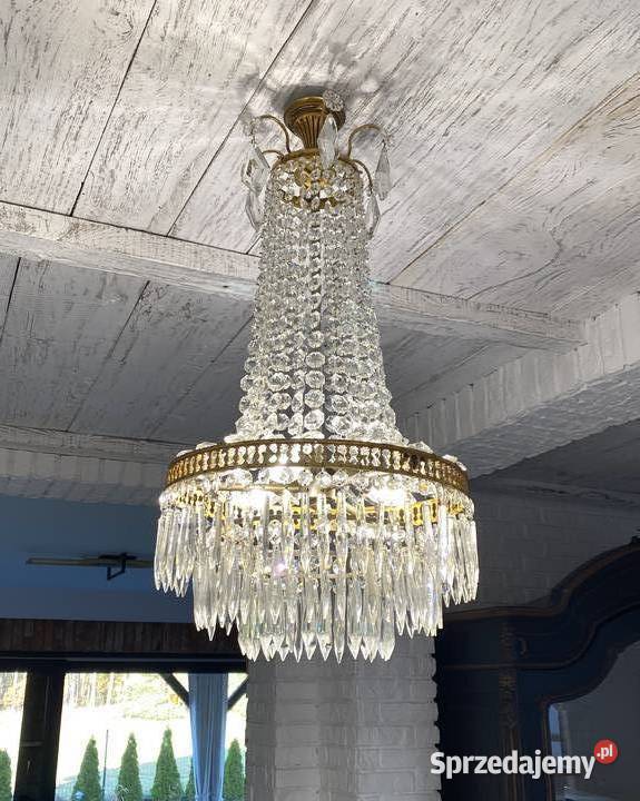 Francuski kryształowy Żyrandol 33 mosiądz 3 Gniezno