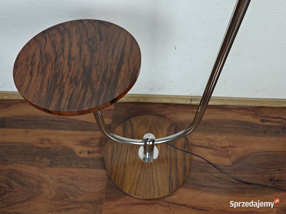 Lampa stojąca Art Deco Bauhaus Chrom orzech Warszawa