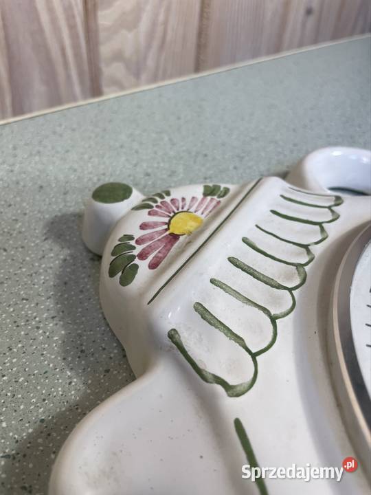 Ceramiczny zegar malowany ludowy Vintage Rzeszów