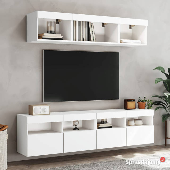 Ścienna szafka TV z LED biała 80x30x40 WM837197 Warszawa sprzedam