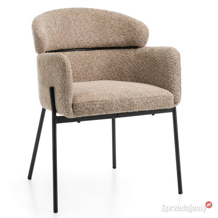 Krzesło Tapicerowane Bolzano Boucle Ciemnobeżowe Tarchały Małe
