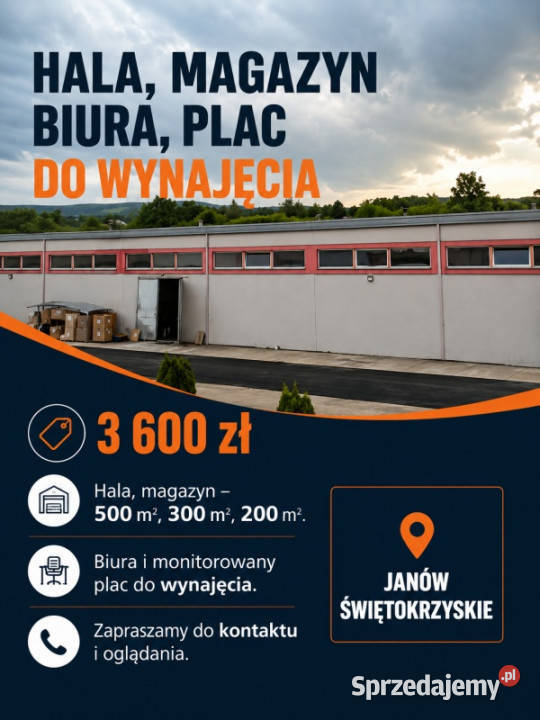 Hala magazyn biura i plac do wynajęcia Janów woj