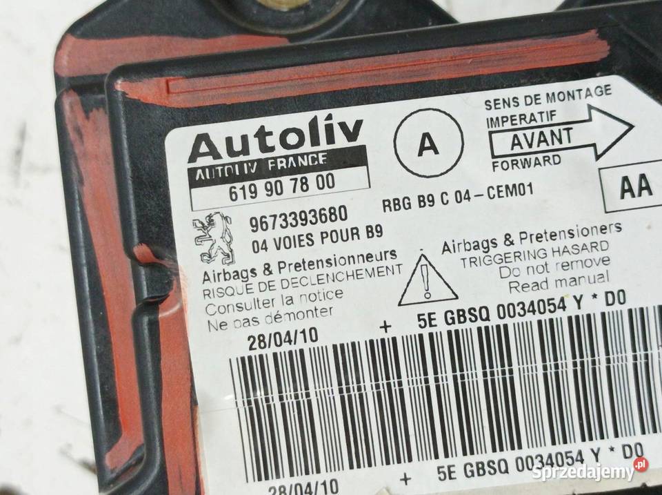 SENSOR AIRBAG 9673393680 Peugeot Partner II 2008 osobowe