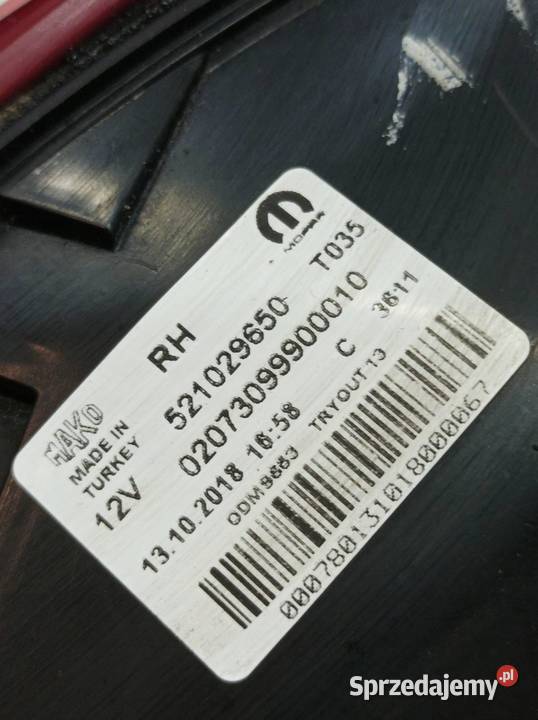 LAMPA TYŁ PRAWA SEDAN EU 521029650 Fiat Tipo II