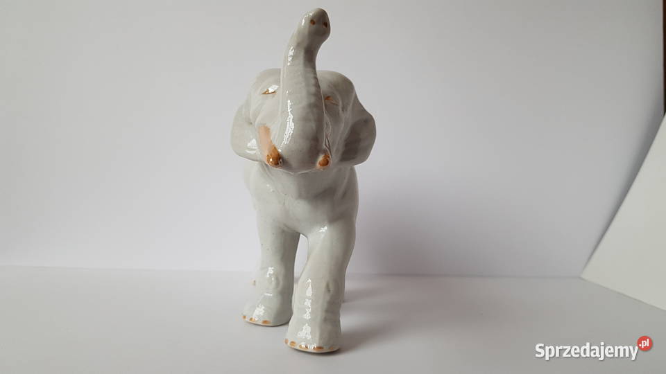 Duża sygnowana figurka Słonia Słoń Steatyt śląskie Dąbrowa Górnicza