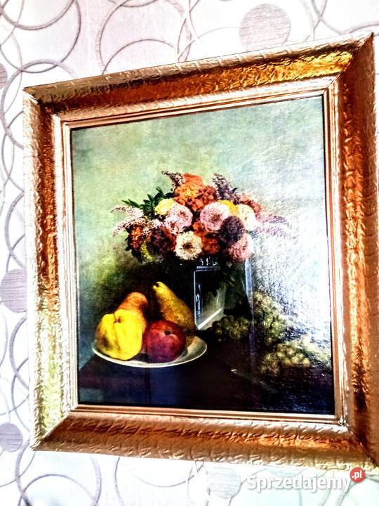 Obraz Flowers and fruit 1865 w ramie śląskie Chorzów sprzedam