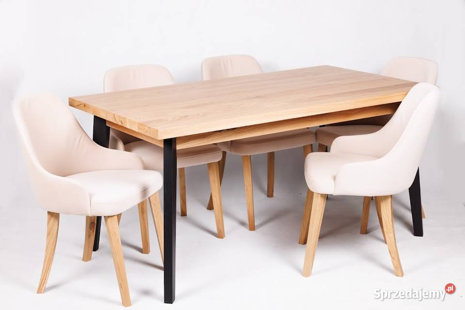 Stół Dębowy BARI 6 krzeseł KUBEŁEK